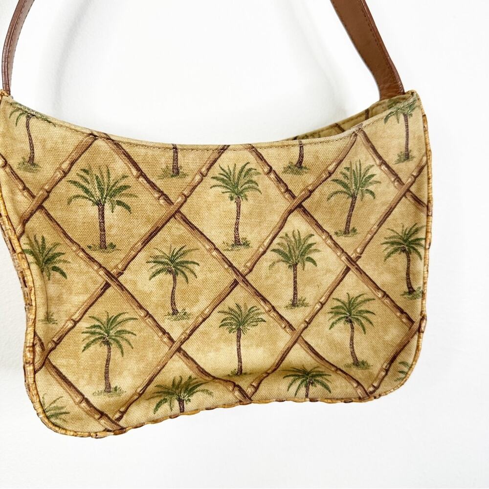 Fossil Canvas And Wicker Palm Tree Print Shoulder… - image 4